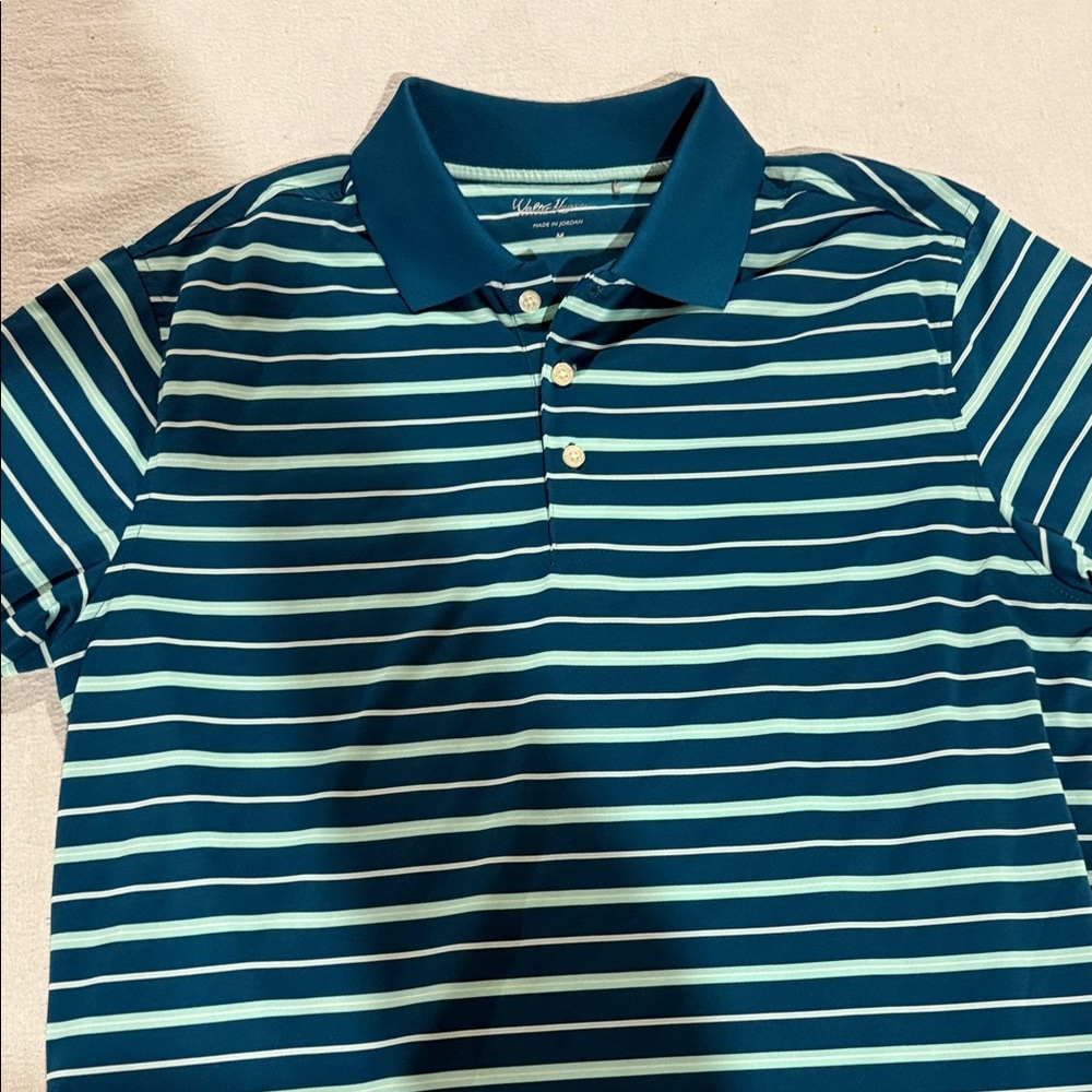 Stylish Teal Striped Polo Shirt for Men Walter Hagen